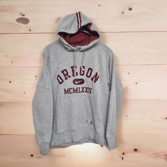 Nike Other - Nike oregon grey/Burgandy spellout hoodie.00s labelSize medium